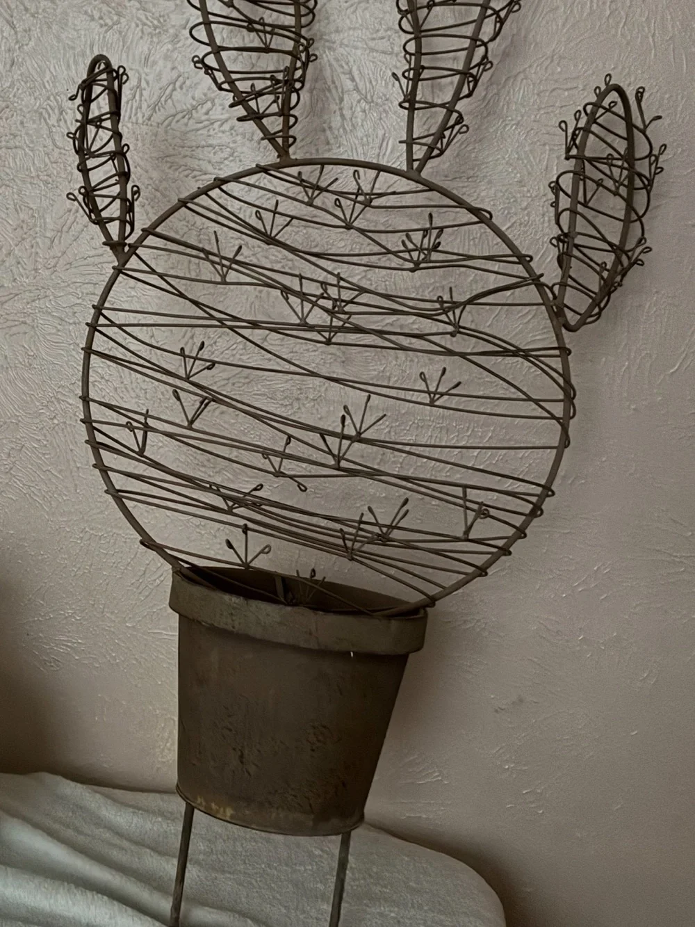 Handcrafted Metal Wire Cactus Planter - Brown